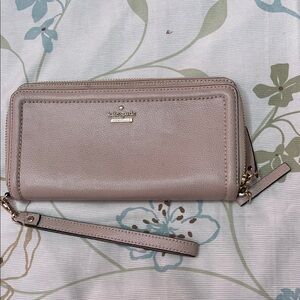 Kate Spade Taupe Leather Wristlet Wallet